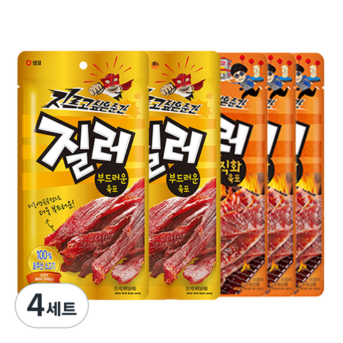 질러 부드러운 육포 30g x 2p + 직화풍 BBQ 30g x 3p, 4세트