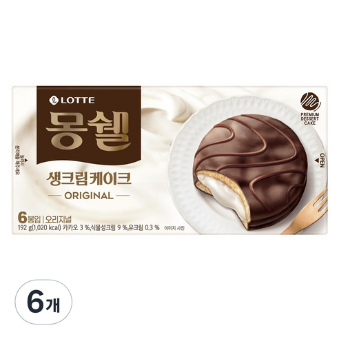 롯데제과 몽쉘 크림 케이크, 192g, 6개