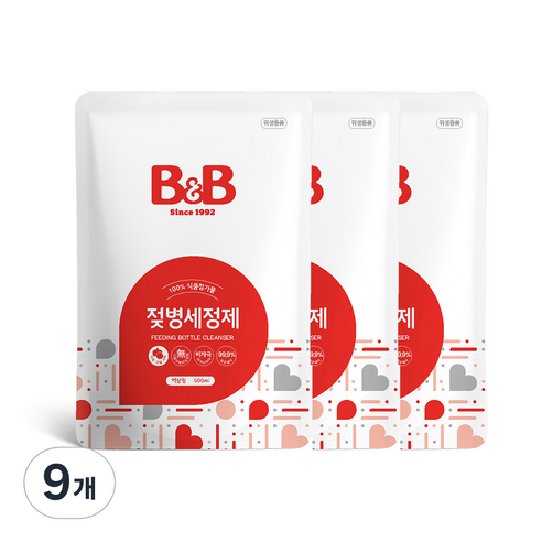비앤비 젖병세정제 액상 리필, 500ml, 9개