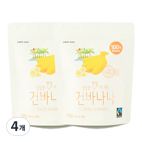 어스맨 인도양 무설탕 건바나나, 100g, 4개
