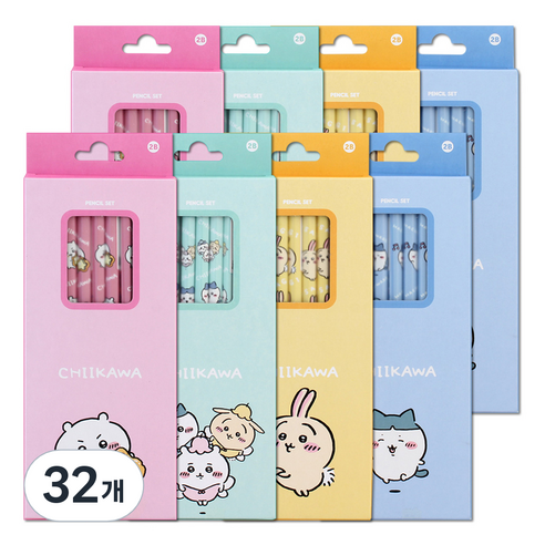 필박스 먼작귀 5본 연필 4종 x 2세트 2B, 혼합색상, 4세트