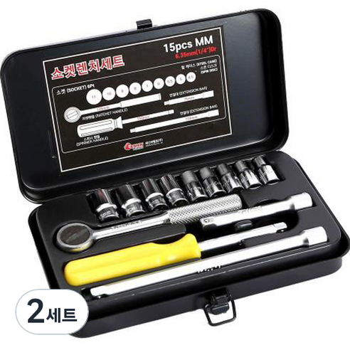 세신버팔로 소켓렌치 세트 1/4DR x 15p mm C1040689, 2세트