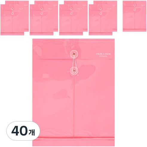 모닝글로리 1200 컬러 세로형 봉투화일, 핑크, 40개