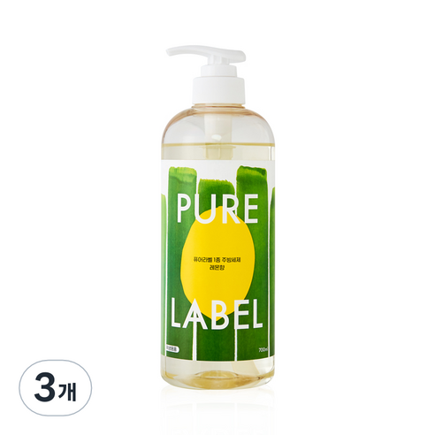 퓨어라벨 1종 주방세제 레몬향 본품, 3개, 700ml