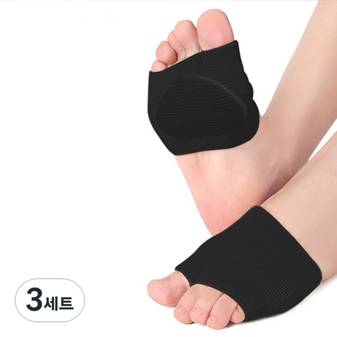 간지앳홈 발바닥 엄지 발가락 아치 풋 패드 양쪽 세트 02 블랙 L, 3개
