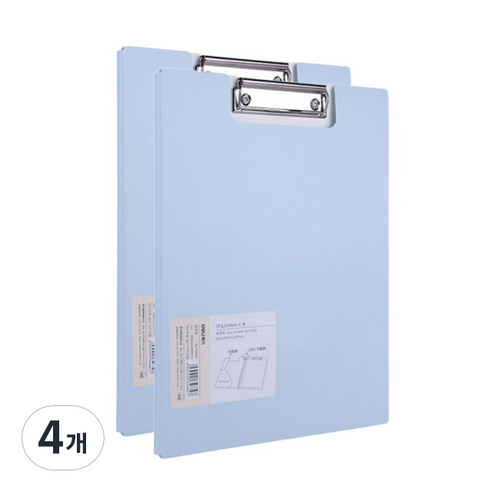 델리 커버 클립보드 레포트 화일 A4 72500, 블루, 4개
