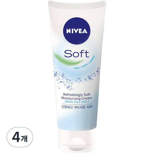 니베아 소프트 리프레싱 모이스춰라이징 바디크림, 75ml, 4개