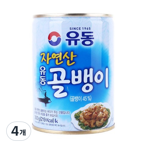 유동 자연산 골뱅이 통조림, 300g, 4개
