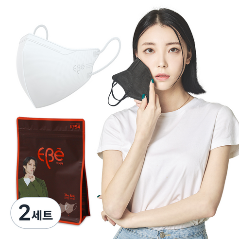 이비에 더세로 새부리형 황사 보건용 마스크 중소형 KF94 30p + 항균 파우치 세트, 30개입, 2세트, 화이트