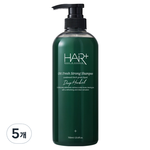 헤어플러스 오프레시 딥 허벌 스트롱 샴푸 프레시 그린 향, 700ml, 5개