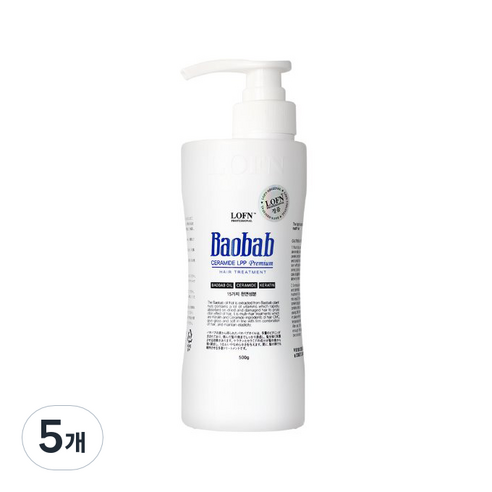 로픈 바오밥 세라마이드 LPP 프리미엄 헤어 트리트먼트, 500g, 5개