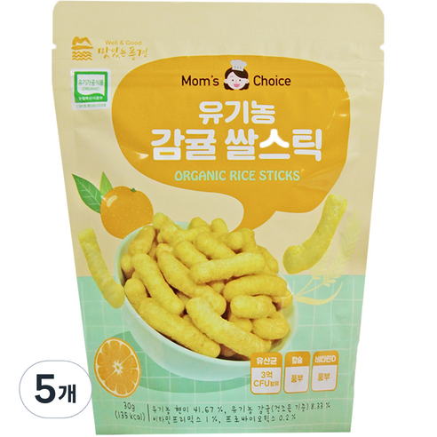 맛있는풍경 유기농 쌀스틱, 감귤, 30g, 5개