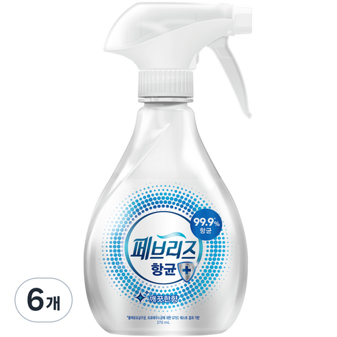페브리즈 플러스 섬유탈취제, 370ml, 6개, 깨끗한 향