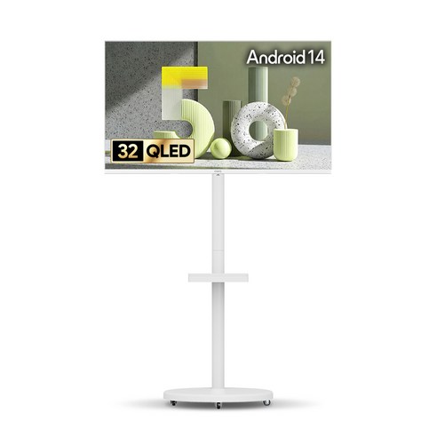 더함 FHD QLED 스마트돌비 AI 구글5.0 TV 화이트에디션 + 삼탠바이미 이동식 티비스탠드 라이트 세트, 81cm(32인치), NA321QLED(TV), MS22-241-W(스탠드), 이동형 스탠드, 고객직접설치
