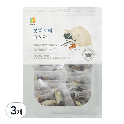 석하 해물맛 육수진한 통디포리다시팩, 540g, 3개