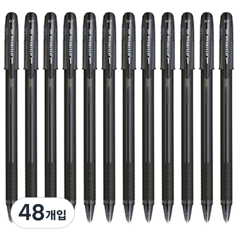 유니 제트스트림 캡식펜 0.7mm SX-101-07, 블랙, 48개입