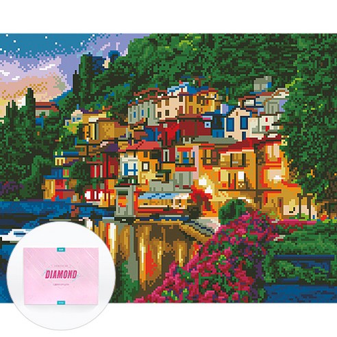 디클레어 액자 캔버스형 보석십자수 DIY 키트 40 x 50 cm, 1세트, 해질녘 무렵