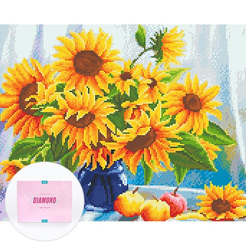 디클레어 액자 캔버스형 보석십자수 DIY 키트 40 x 50 cm, 1세트, 해바라기화병