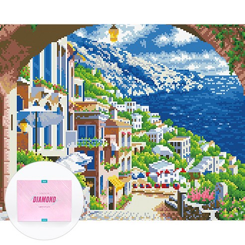 디클레어 액자 캔버스형 보석십자수 DIY 키트 40 x 50 cm, 1세트, 바닷가 마을