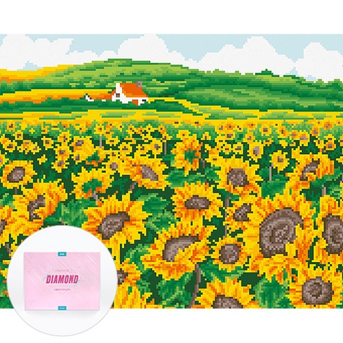 디클레어 액자 캔버스형 보석십자수 DIY 키트 40 x 50 cm, 1세트, 해바라기 밭