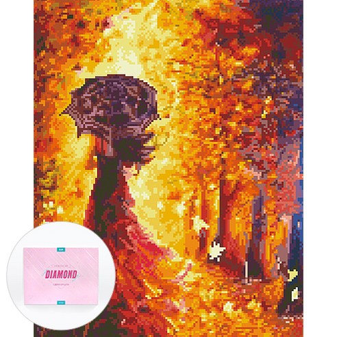 디클레어 액자 캔버스형 보석십자수 DIY 키트 40 x 50 cm, 1세트, 우산쓴 여인
