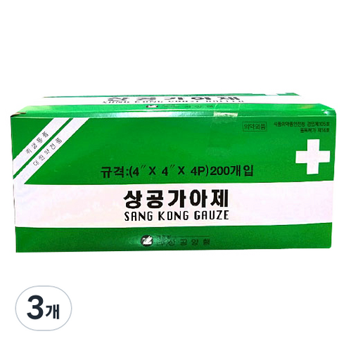 상공 가아제 10 x 10 cm 4겹, 200개입, 3개