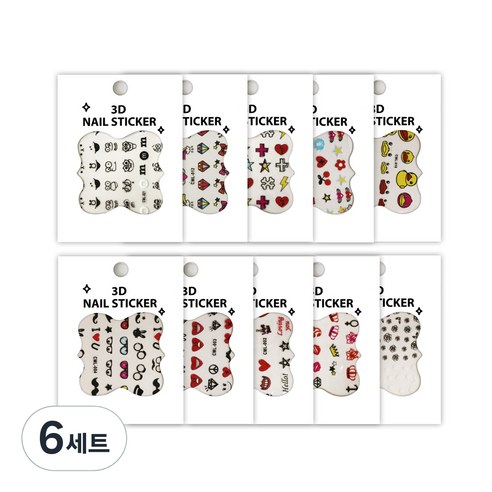 유아동 네일스티커 10종세트, 혼합색상, 6개
