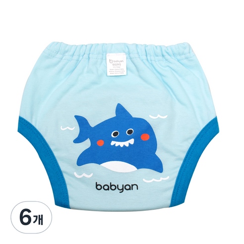 베이비앙 배변훈련팬티 5중방수, 상어, 6개