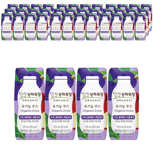 상하목장 유기농 주스 사과블루베리케일, 72개, 125ml