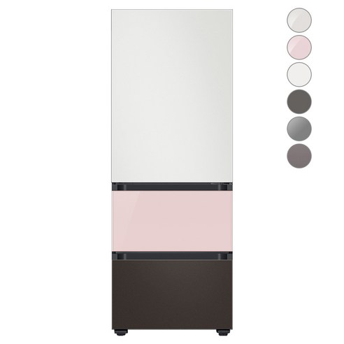 [색상선택형] 삼성전자 비스포크 김치플러스 냉장고 방문설치, 글램 핑크, RQ33A74C2AP, 코타 화이트 + 글램 핑크 + 코타 차콜