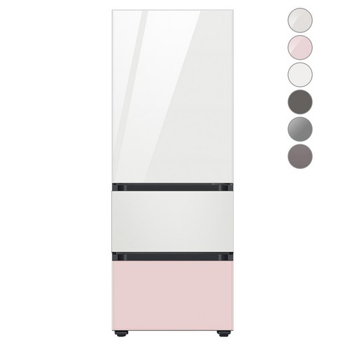 [색상선택형] 삼성전자 비스포크 김치플러스 냉장고 방문설치, 글램 화이트 + 코타 화이트 + 글램 핑크, RQ33A74A1AP