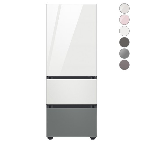 [색상선택형] 삼성전자 비스포크 김치플러스 냉장고 방문설치, 글램 화이트 + 코타 화이트 + 새틴 그레이, RQ33A74A1AP