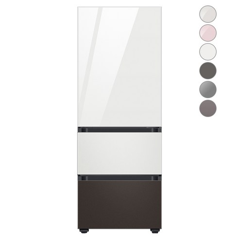 [색상선택형] 삼성전자 비스포크 김치플러스 냉장고 방문설치, 글램 화이트 + 코타 화이트 + 코타 차콜, RQ33A74A1AP