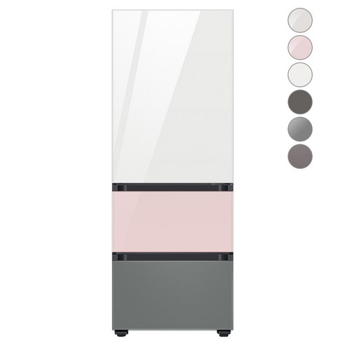 [색상선택형] 삼성전자 비스포크 김치플러스 냉장고 방문설치, 글램 화이트 + 글램 핑크 + 새틴 그레이, RQ33A74A1AP