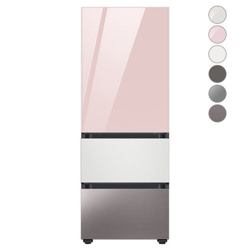 [색상선택형] 삼성전자 비스포크 김치플러스 냉장고 방문설치, 코타 화이트, RQ33A74C2AP, 글램 핑크 + 코타 화이트 + 브라우니 실버