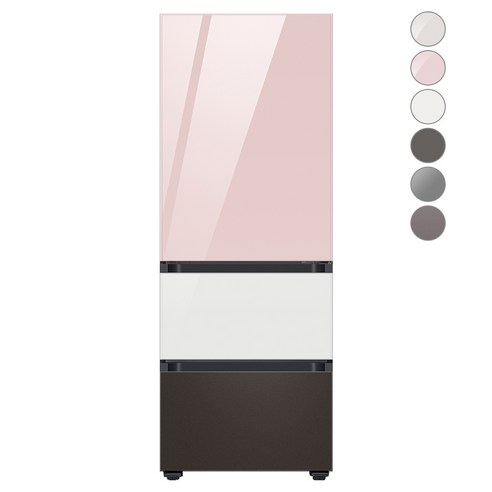 [색상선택형] 삼성전자 비스포크 김치플러스 냉장고 방문설치, 글램 핑크 + 글램 화이트 + 코타 차콜, RQ33A74A1AP