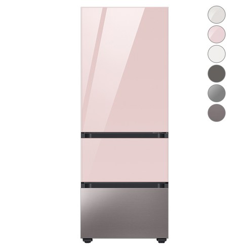 [색상선택형] 삼성전자 비스포크 김치플러스 냉장고 방문설치, 글램 핑크 + 브라우니 실버, RQ33A74A1AP
