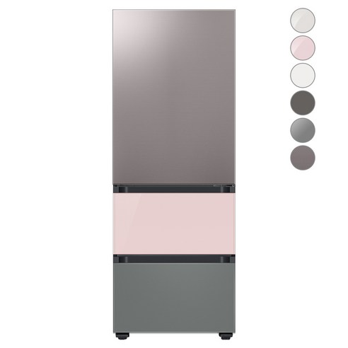 [색상선택형] 삼성전자 비스포크 김치플러스 냉장고 방문설치, 브라우니 실버 + 글램 핑크 + 새틴 그레이, RQ33A74A1AP
