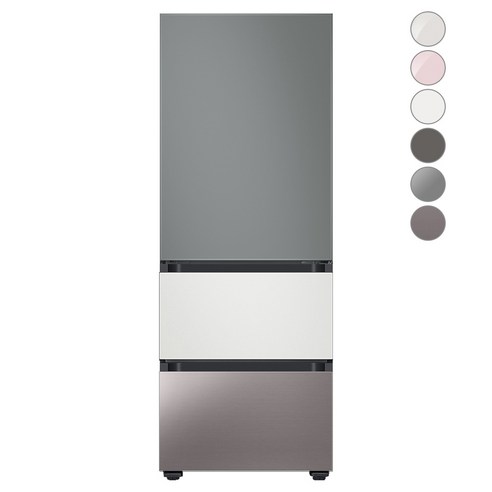 [색상선택형] 삼성전자 비스포크 김치플러스 냉장고 방문설치, 새틴 그레이 + 코타 화이트 + 브라우니 실버, RQ33A74A1AP