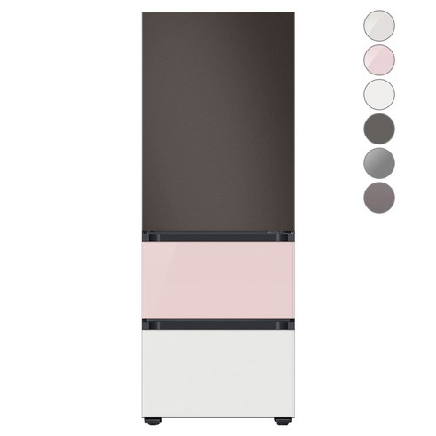 [색상선택형] 삼성전자 비스포크 김치플러스 냉장고 방문설치, 코타 차콜 + 글램 핑크 + 글램 화이트, RQ33A74A1AP