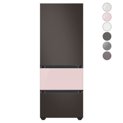 [색상선택형] 삼성전자 비스포크 김치플러스 냉장고 방문설치, 글램 핑크, RQ33A74C2AP, 코타 차콜 + 글램 핑크