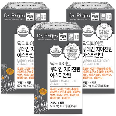 닥터파이토 루테인 지아잔틴 아스타잔틴 15g, 30정, 3개