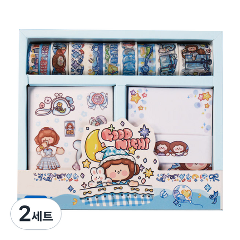 동아피엠에스 페어리테일 마스킹테이프 + 메모 + 스티커 기프트박스, 굿나잇, 2세트