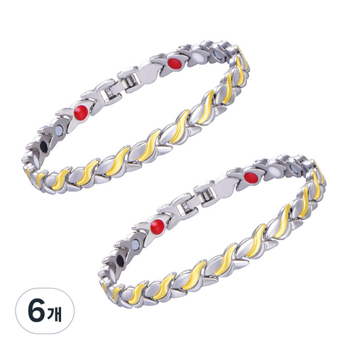 알럽홈 웨이브 패턴 건강 팔찌 실버 골드, 6개