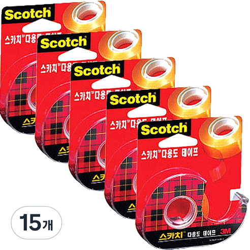 스카치 다용도 셀로판 테이프 디스펜서 581 18mm x 15m, 투명, 15개
