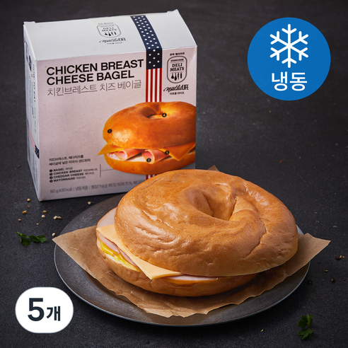 존쿡델리미트 치킨브레스트 치즈 베이글 (냉동), 160g, 5개
