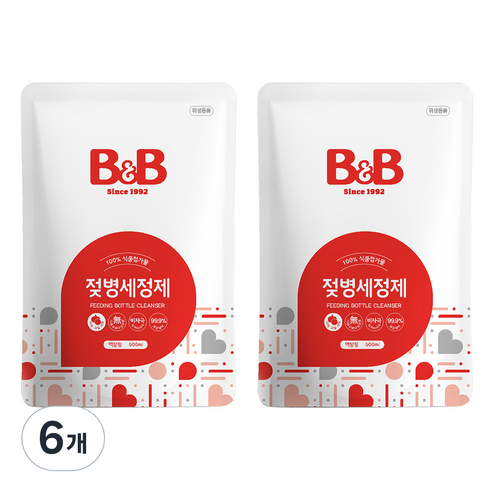 비앤비 젖병세정제 액상형 리필, 500ml, 6개