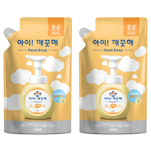 아이깨끗해 순 핸드워시 보송보송 파우더향 리필용, 200ml, 2개