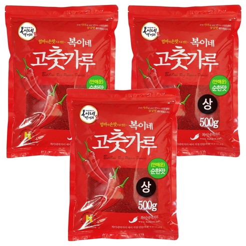 복이네먹거리 중국산 안매운 고춧가루 상 찜용, 500g, 3개