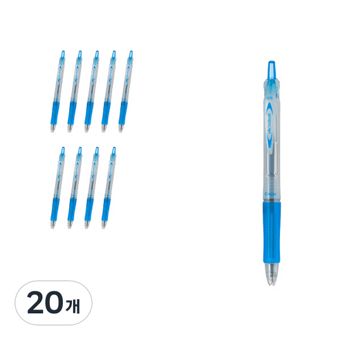 파이롯트 아크로볼150 유성볼펜 0.5mm BAB-15EF, 소프트블루(블랙심), 20개